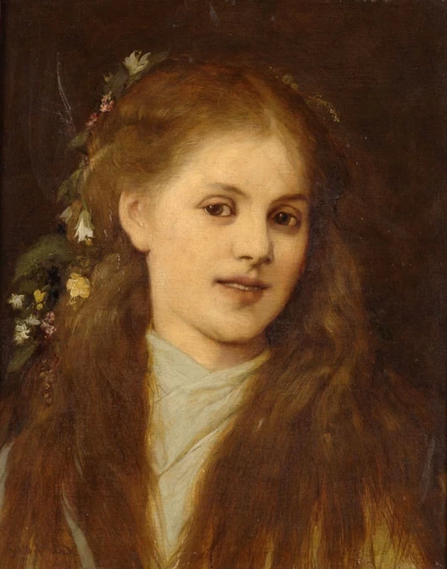 Gabriel von Max - Ragazza con i capelli decorati con fiori
